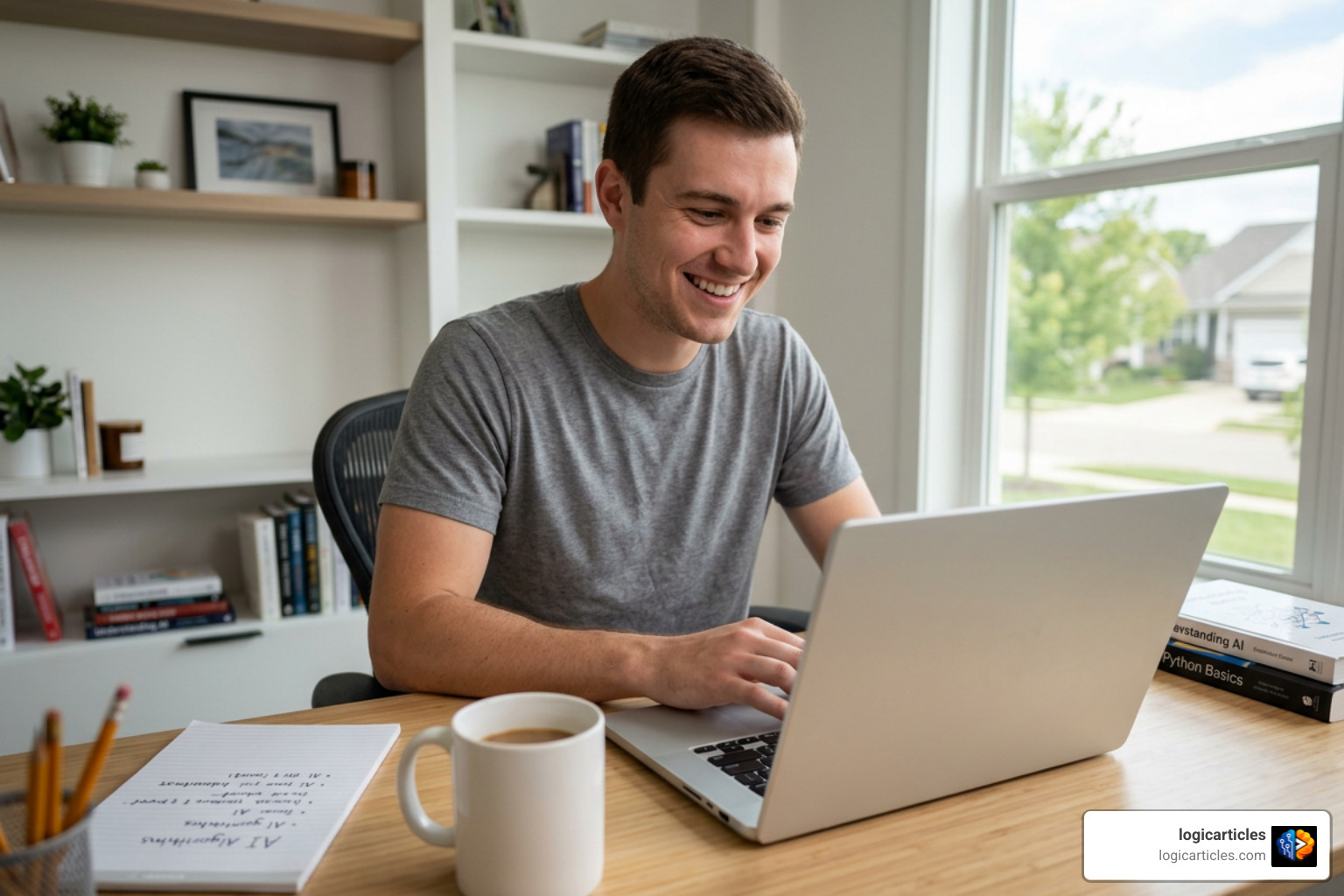 beginner learning AI on laptop
