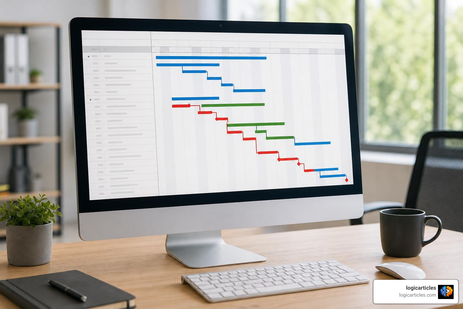 critical path diagram on a desktop screen