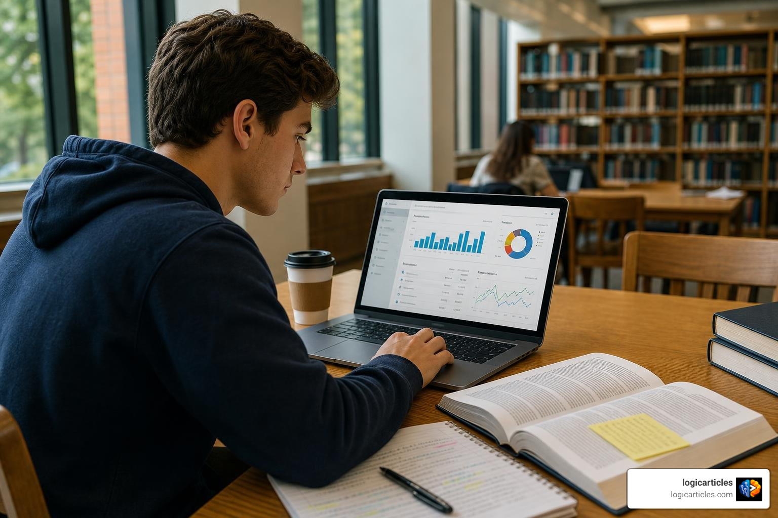 student reviewing study analytics and organizing notes