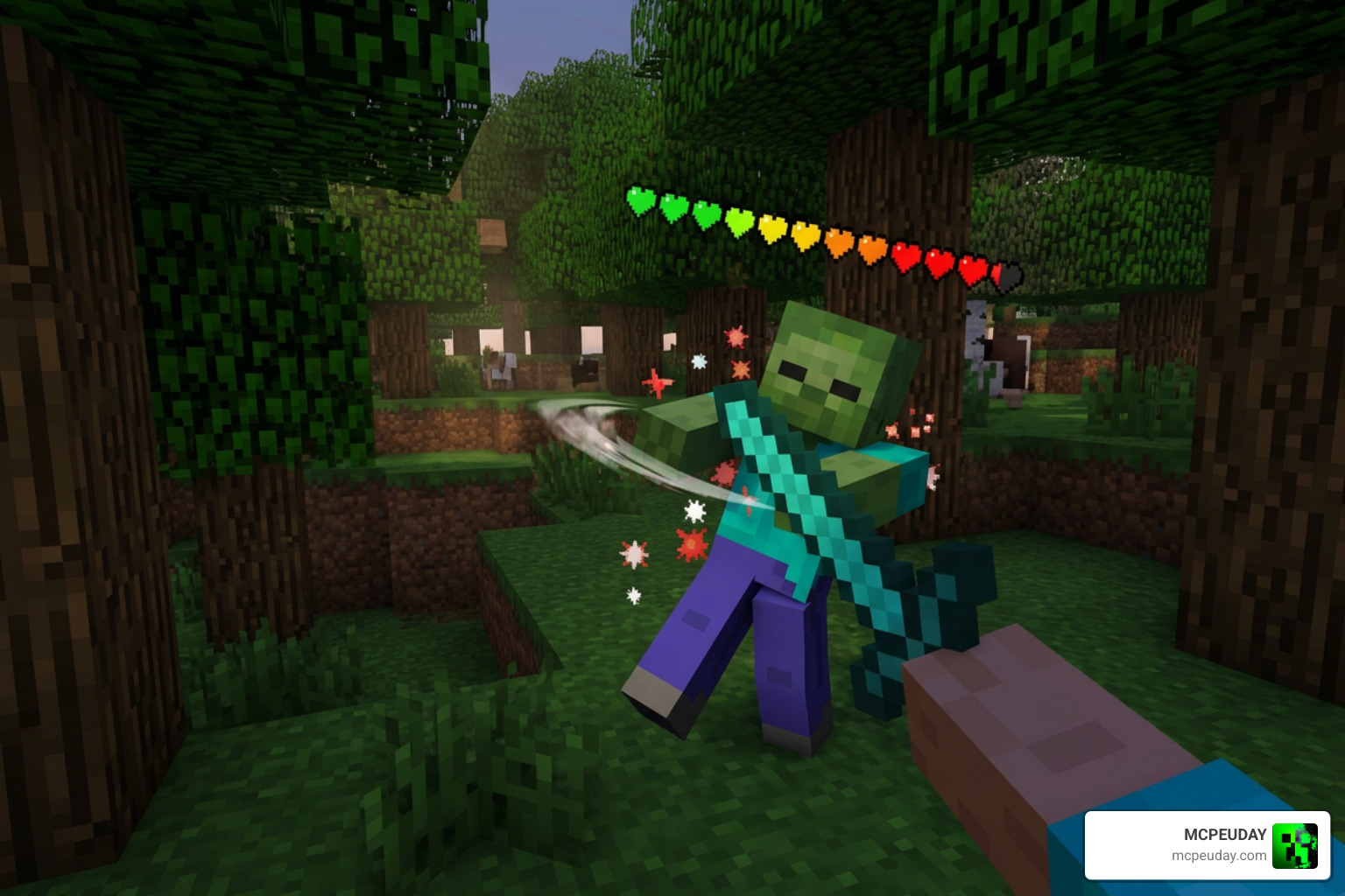 Heart color stage transitions during mob combat