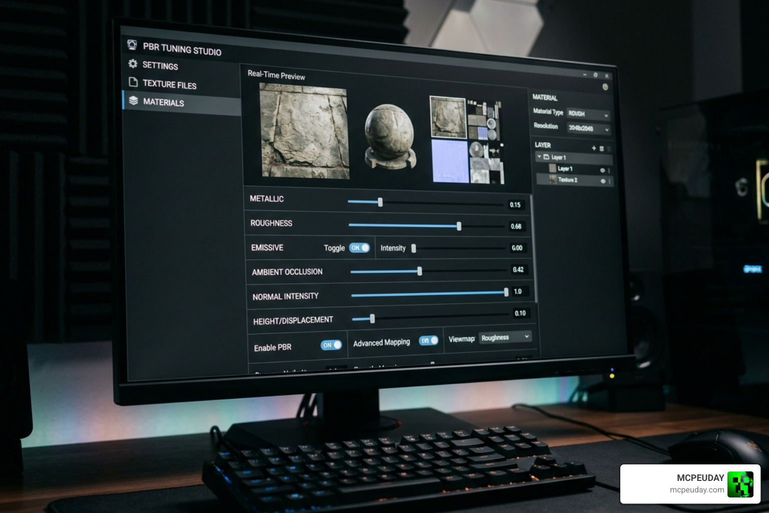 Vanilla RTX App software user interface showcasing PBR tuning options Vanilla RTX App software user interface showcasing PBR tuning options