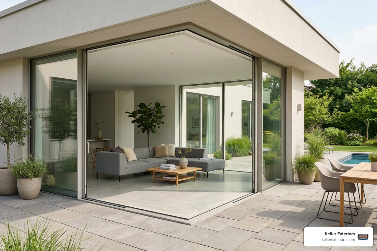 Opening corner sliding glass door layout Opening corner sliding glass door layout