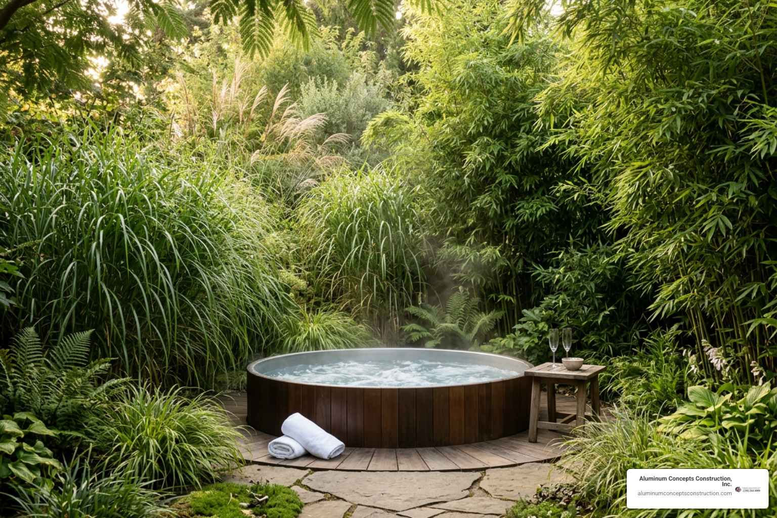hot tub natural living privacy screen