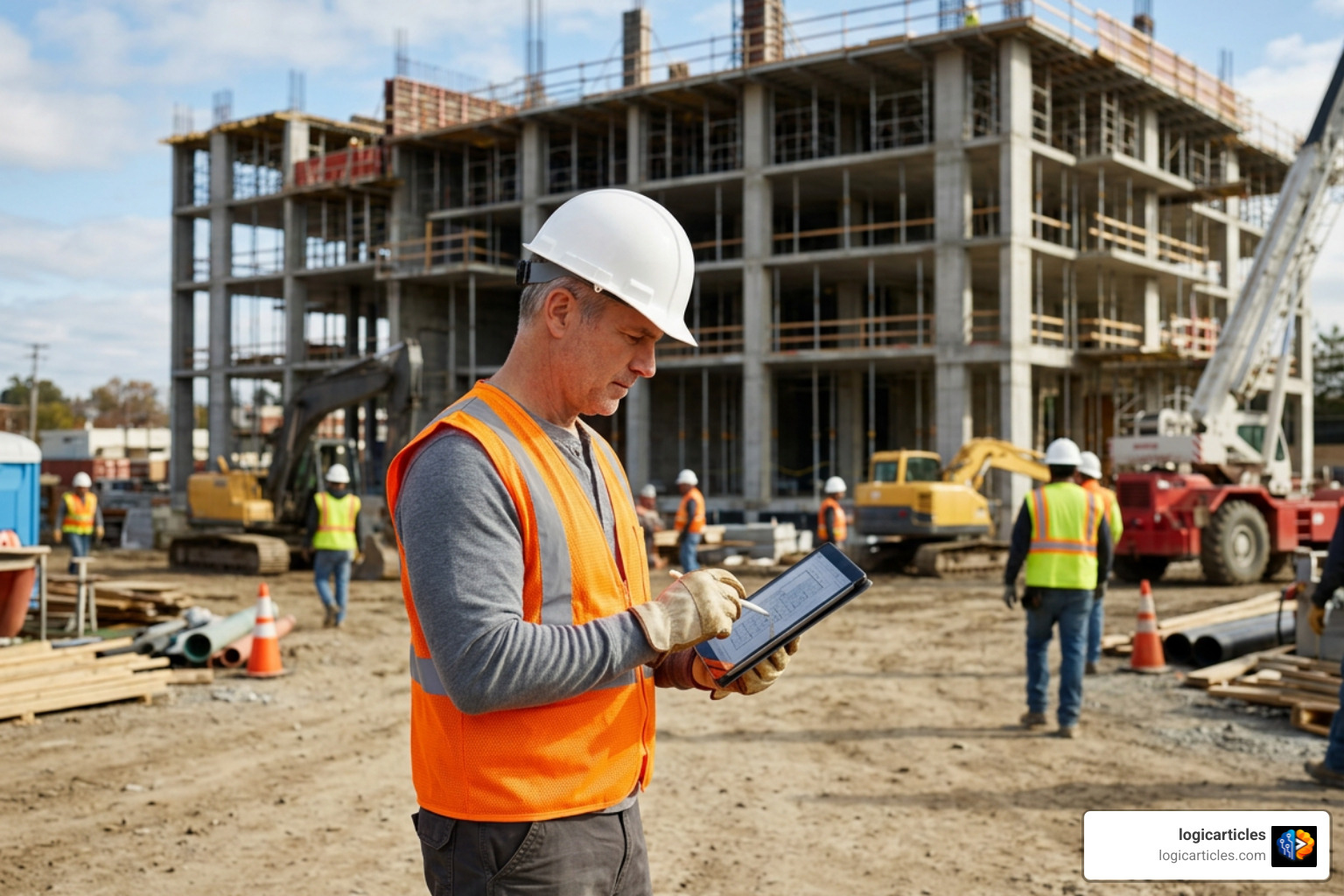 contractor inspecting site progress