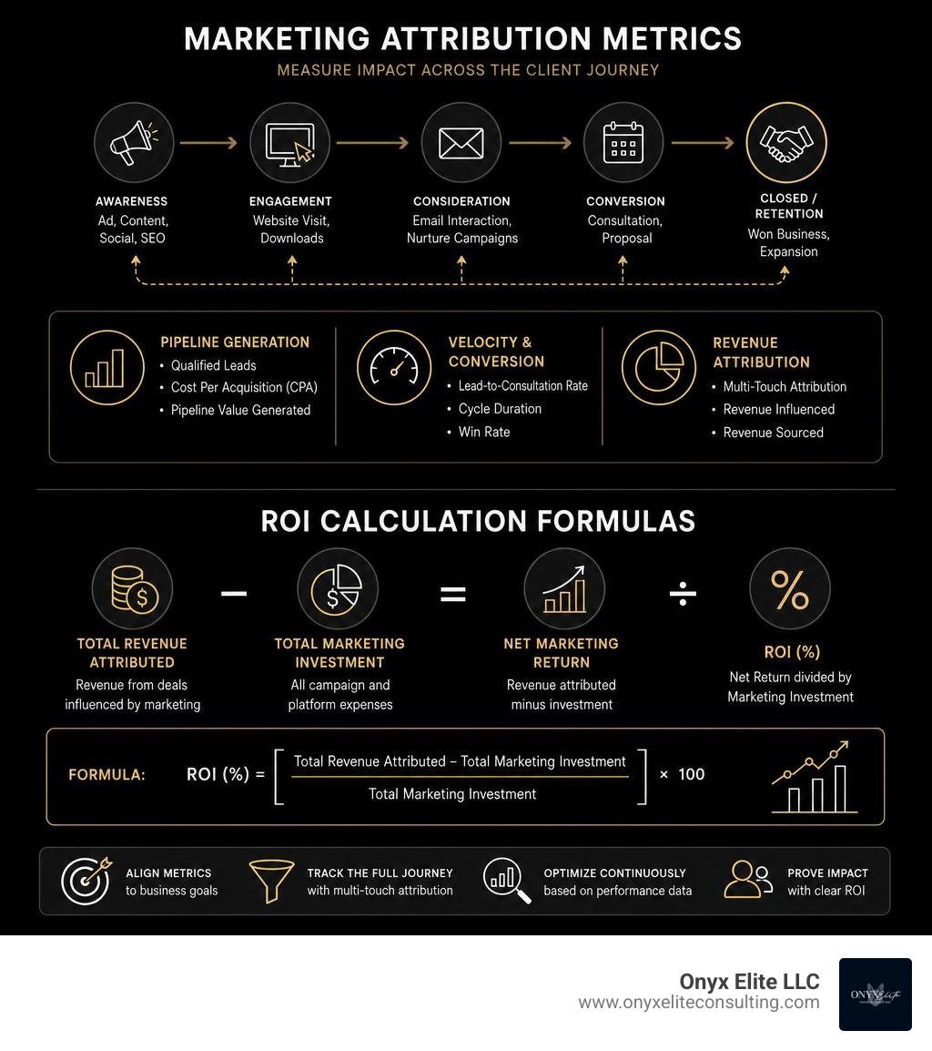Infographic showing marketing attribution metrics and ROI calculation formulas infographic Infographic showing marketing attribution metrics and ROI calculation formulas infographic