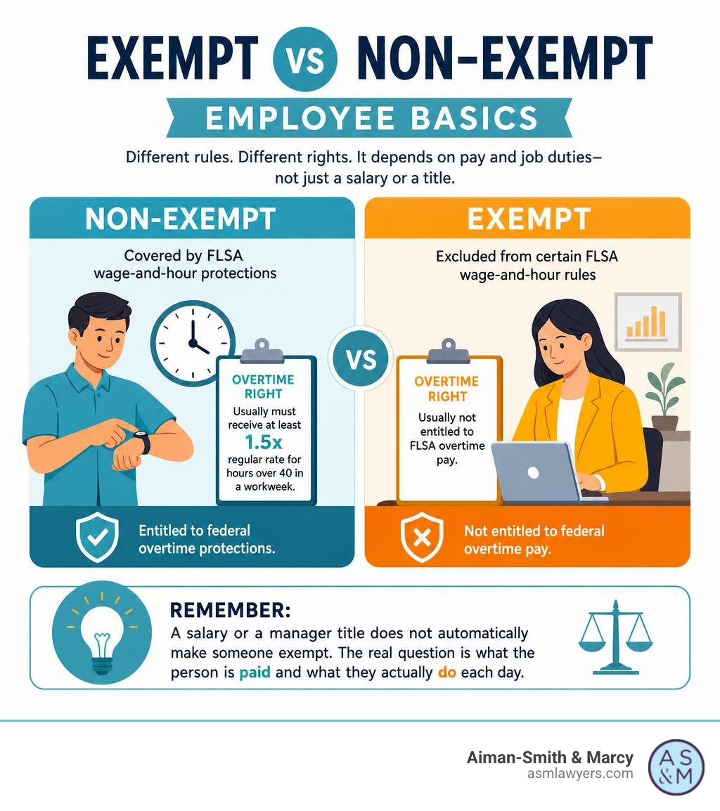 exempt versus non-exempt employee basics infographic