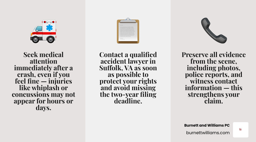 Suffolk accident claim process and lawyer selection checklist infographic Suffolk accident claim process and lawyer selection checklist infographic