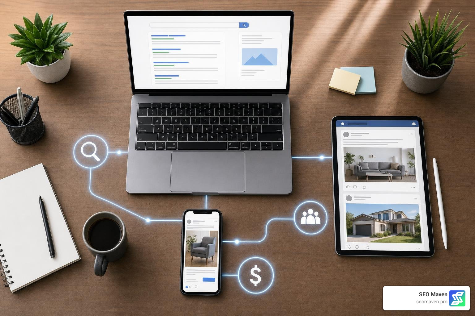 integrated digital marketing strategy workflow across search paid media and social channels