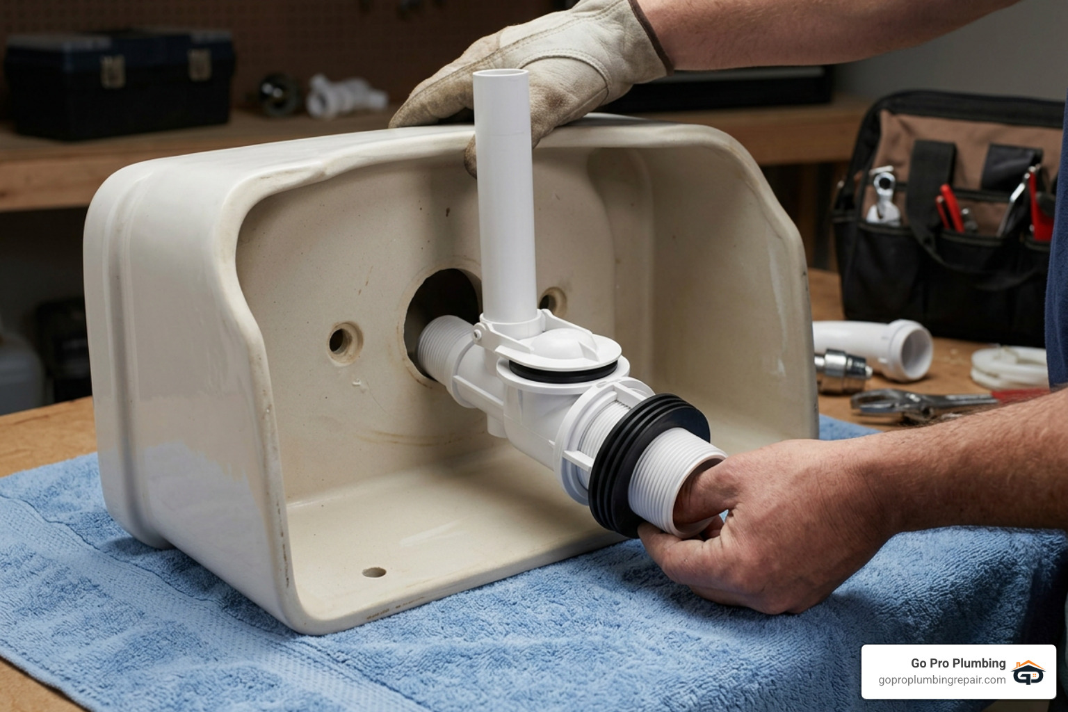 Installing new flush valve and spud gasket