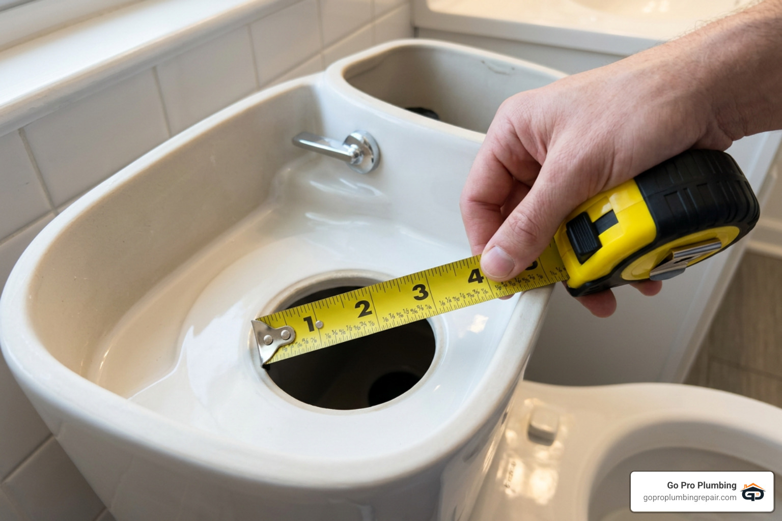 Measuring toilet drain opening
