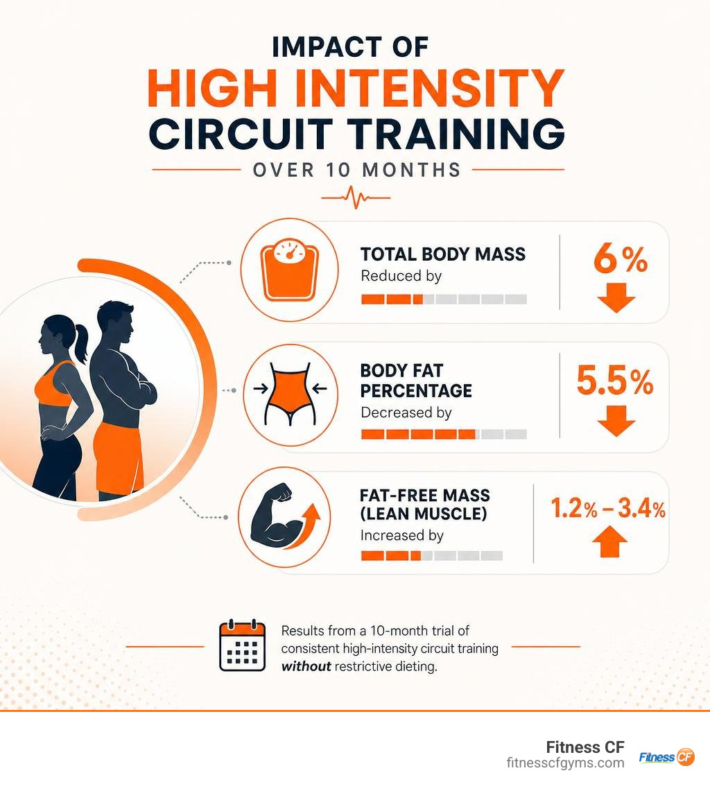 Impact of high intensity circuit training over time infographic