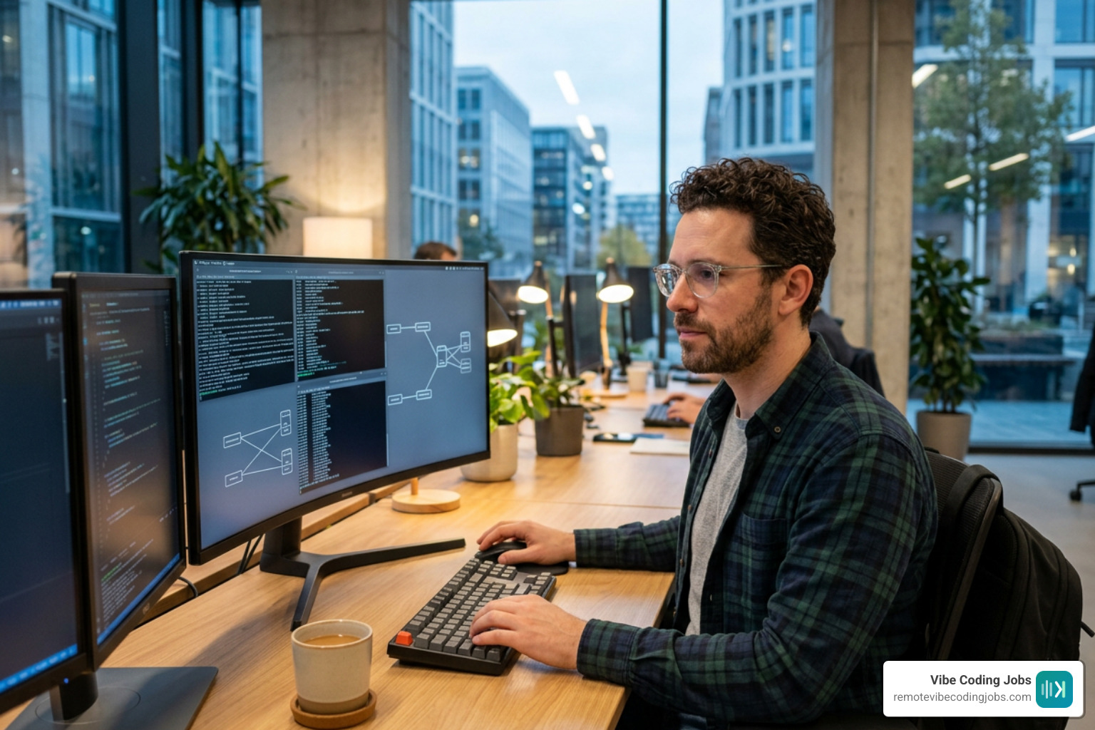 Developer examining multi-agent terminal outputs and reviewing system architecture