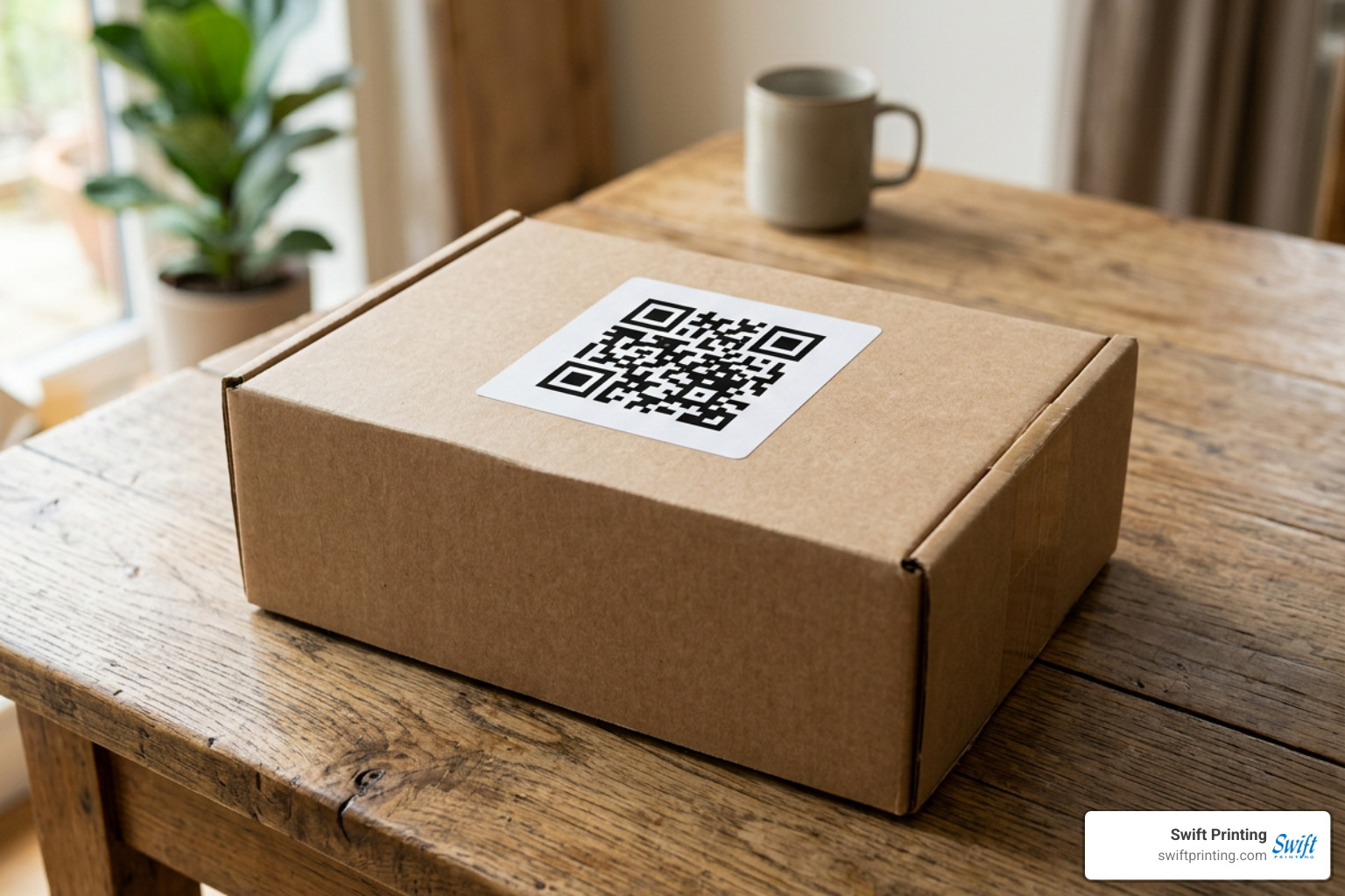 Custom QR code stickers applied to retail product packaging Custom QR code stickers applied to retail product packaging