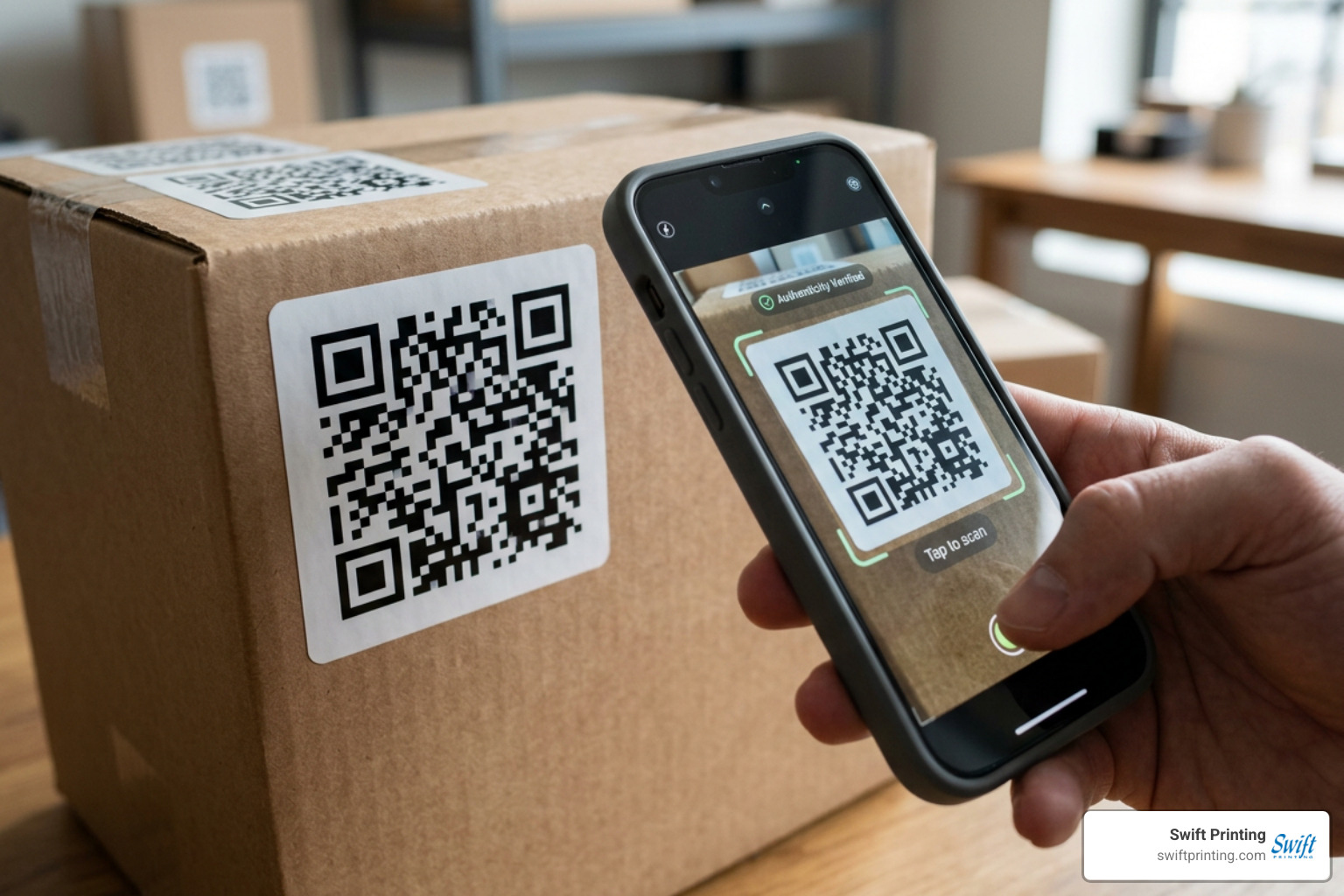 High quality printed QR code stickers produced at Swift Printing High quality printed QR code stickers produced at Swift Printing