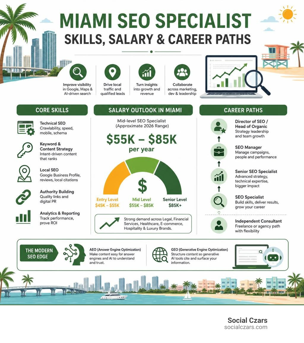Miami SEO specialist skills salary and career paths infographic infographic Miami SEO specialist skills salary and career paths infographic infographic