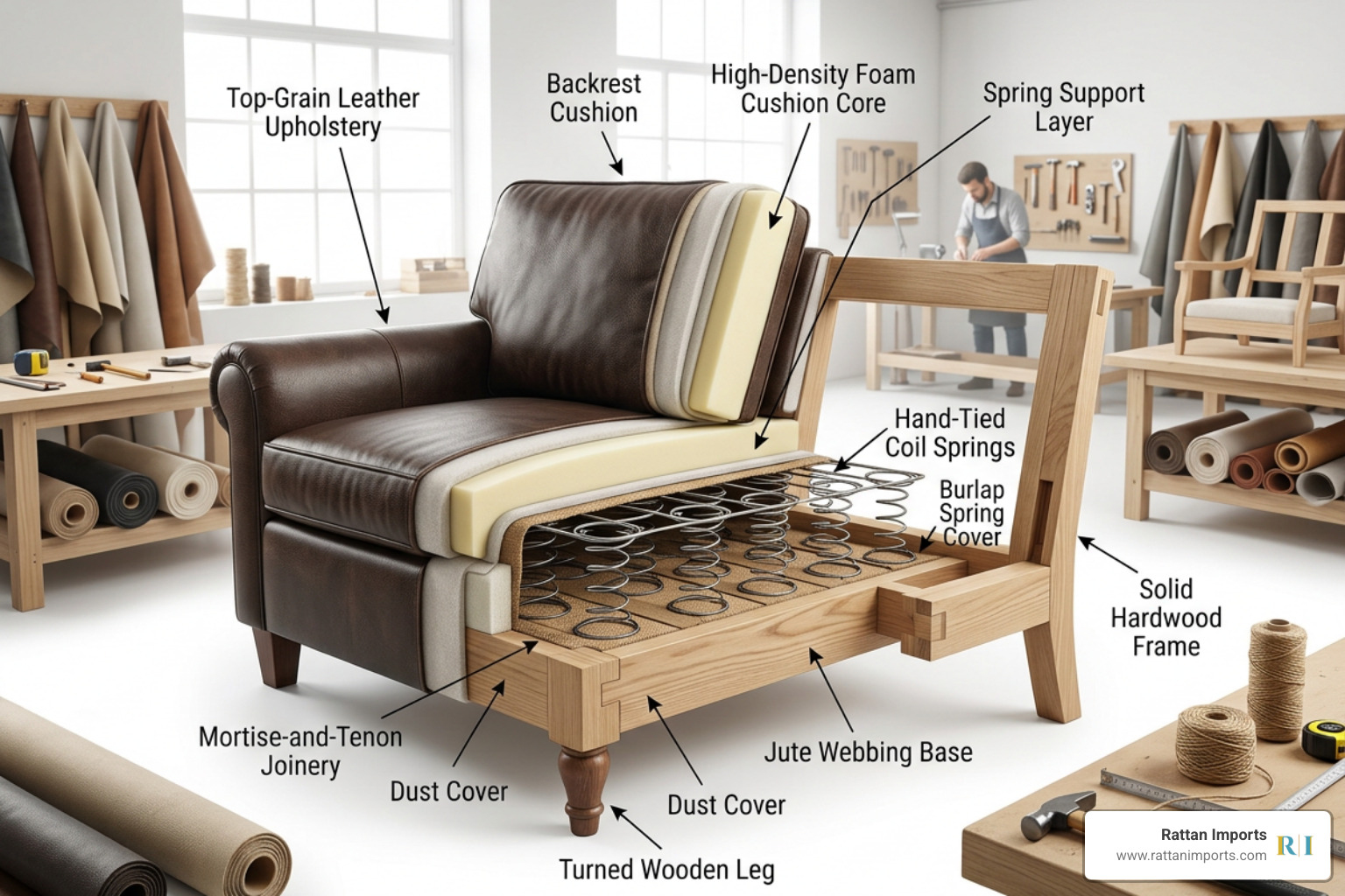 High quality sofa construction details