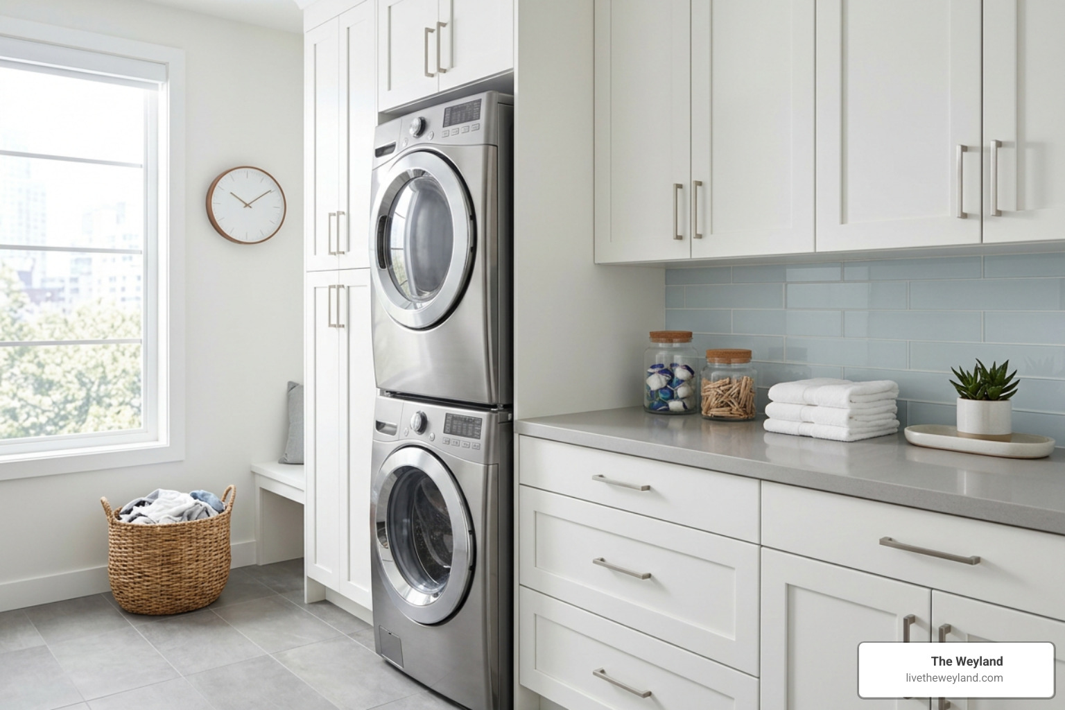 in-unit laundry set in luxury apartment