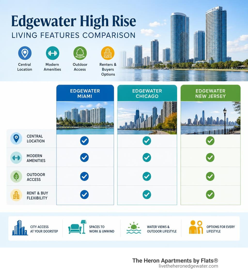 Edgewater high rise living features comparison infographic Edgewater high rise living features comparison infographic