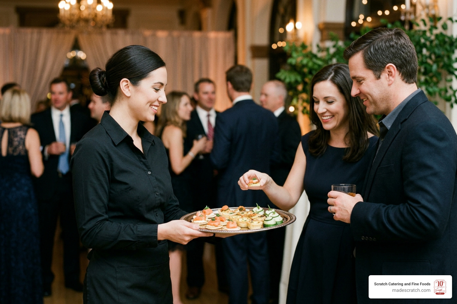catering staff serving guests seamlessly catering staff serving guests seamlessly
