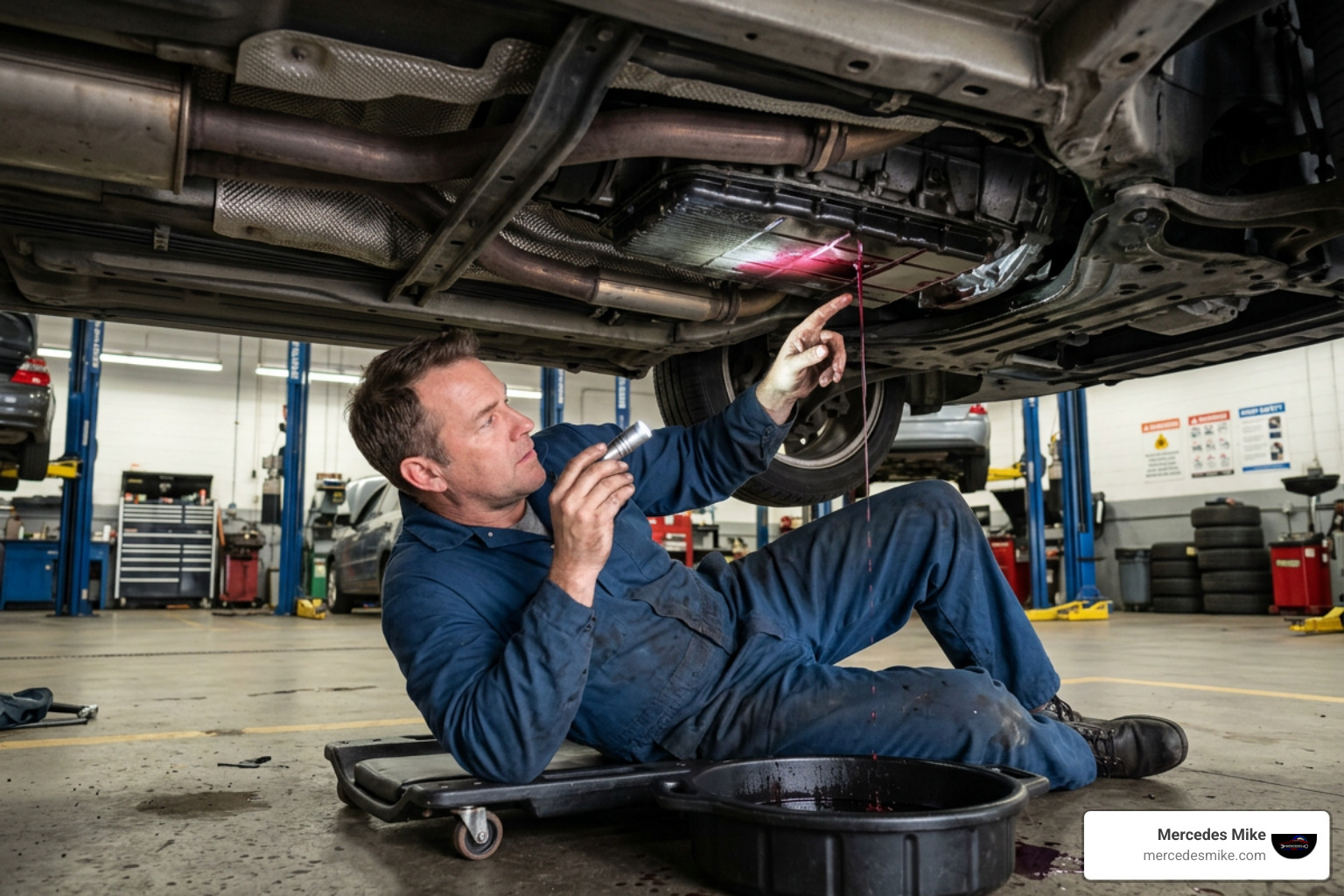 Mercedes transmission fluid leak inspection