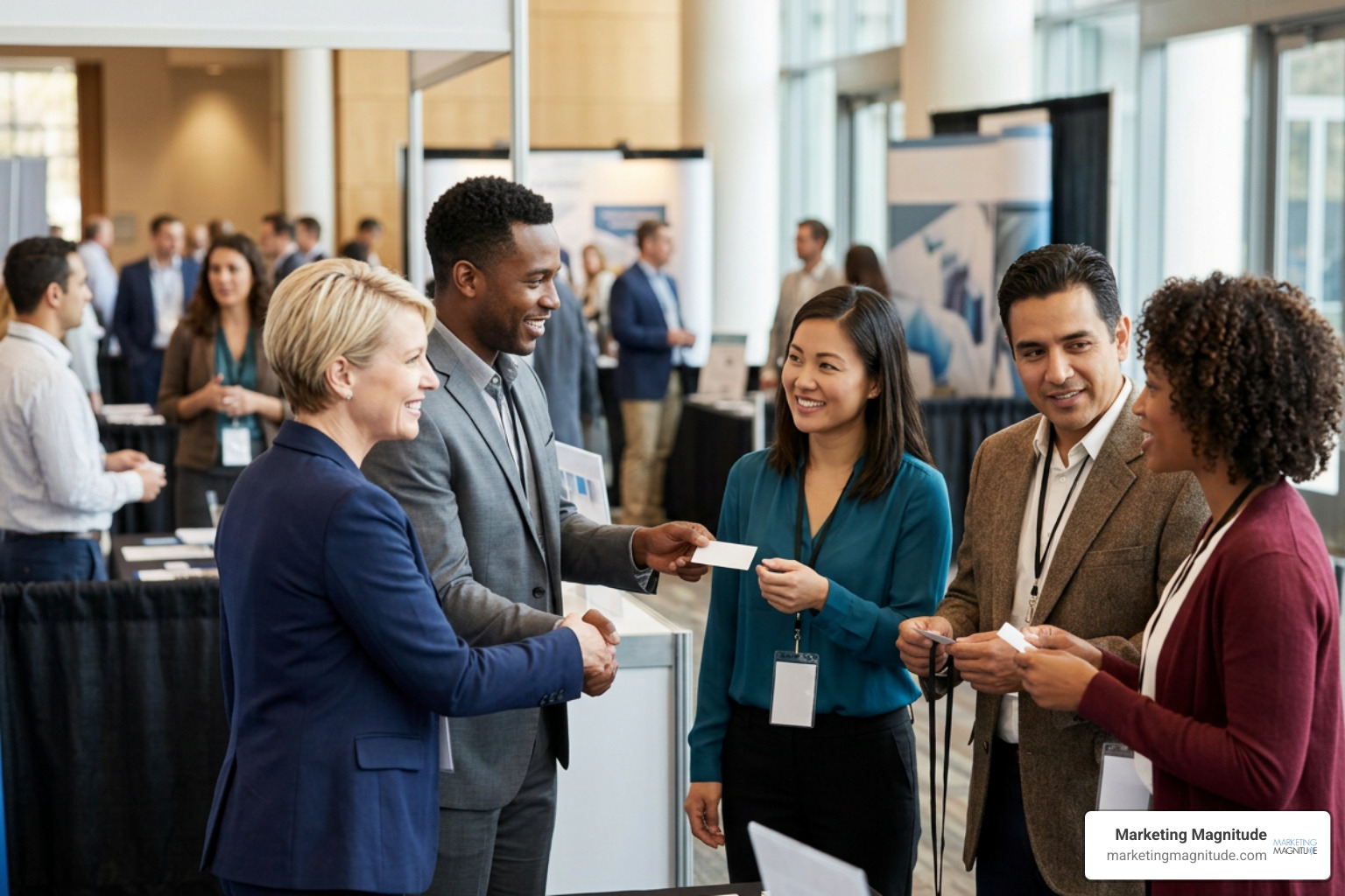 professionals networking at an industry conference professionals networking at an industry conference