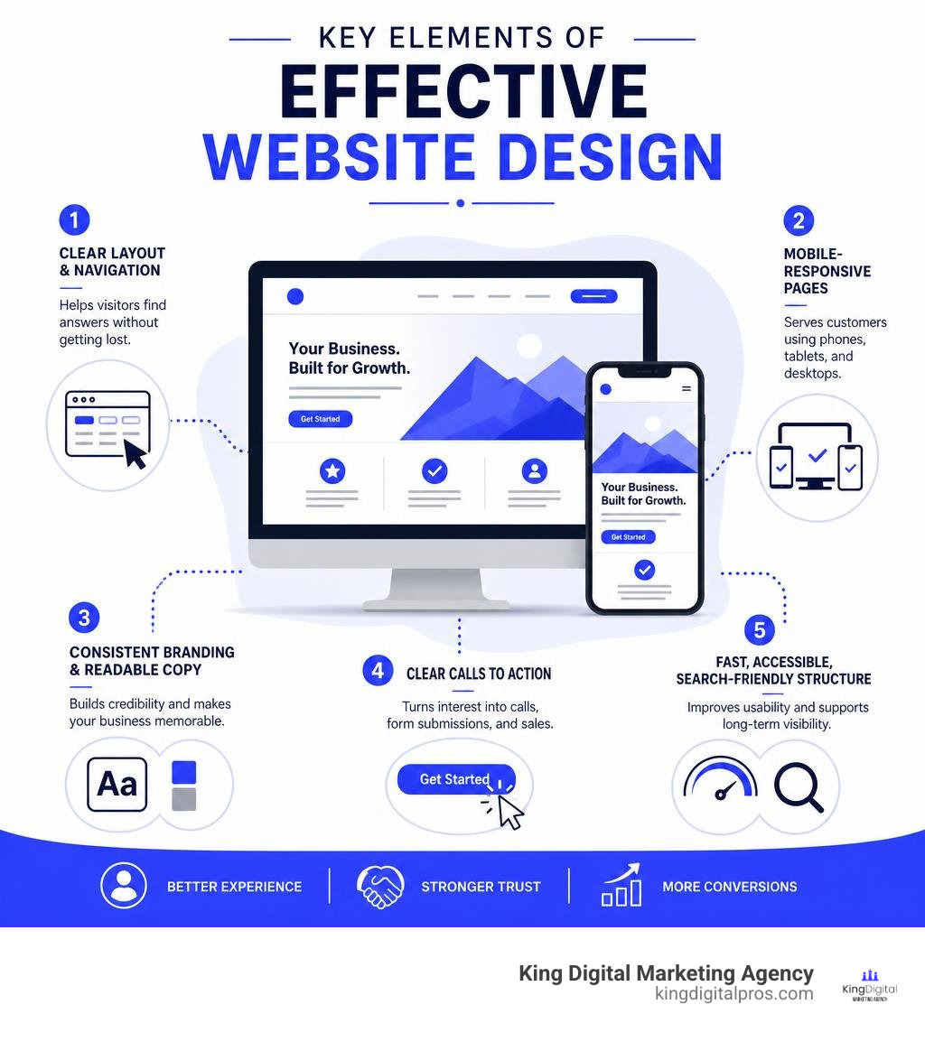 Infographic showing key elements of effective website design infographic Infographic Showing Key Elements Of Effective Website Design Infographic