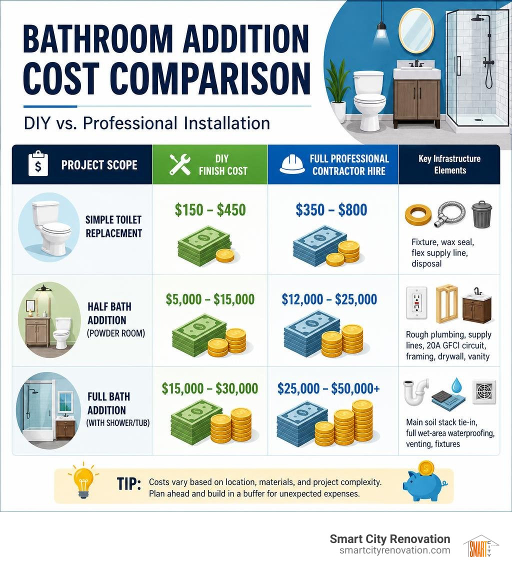 Bathroom addition cost comparison infographic infographic Bathroom addition cost comparison infographic infographic