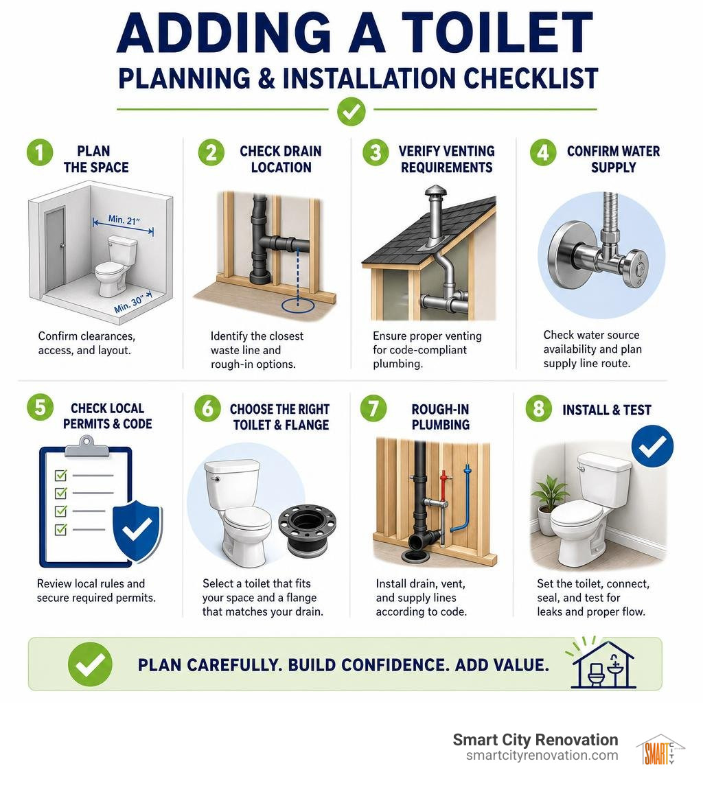Adding a toilet planning and installation checklist infographic Adding a toilet planning and installation checklist infographic