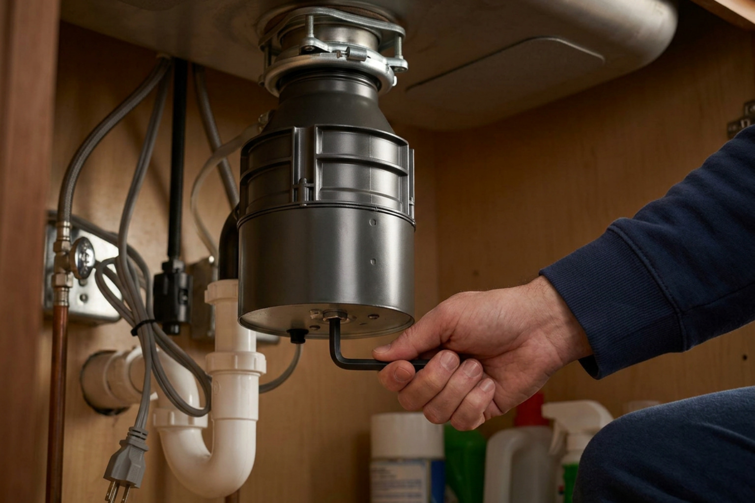 Using a hex key under a garbage disposal Using a hex key under a garbage disposal