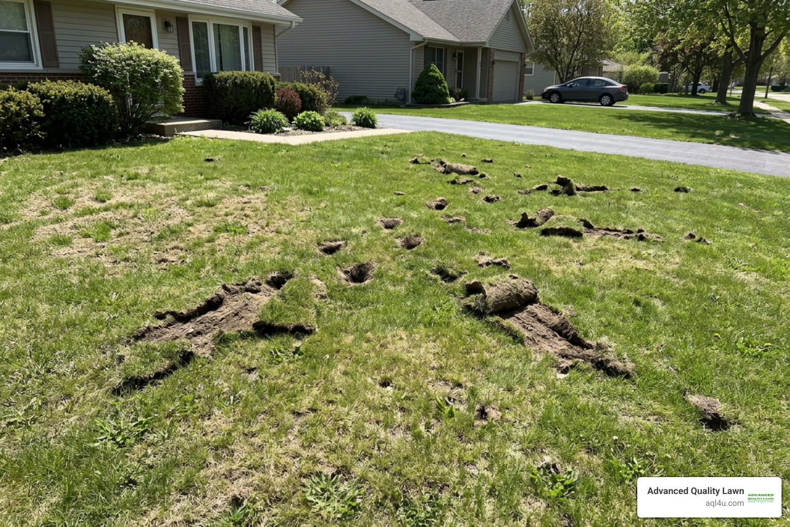 skunk lawn damage