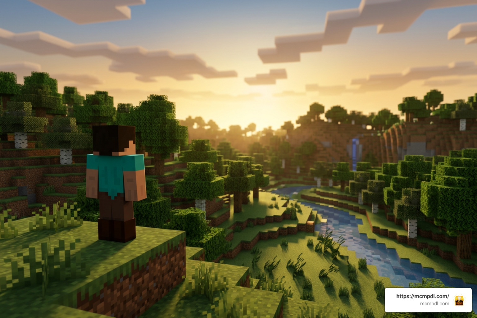 Player standing in a peaceful Minecraft biome with dynamic ambient audio Player standing in a peaceful Minecraft biome with dynamic ambient audio