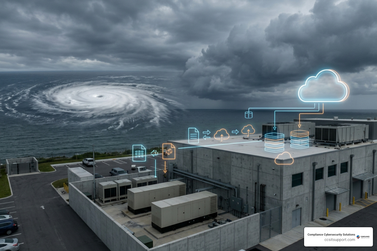 Secure cloud backup architecture during storm season