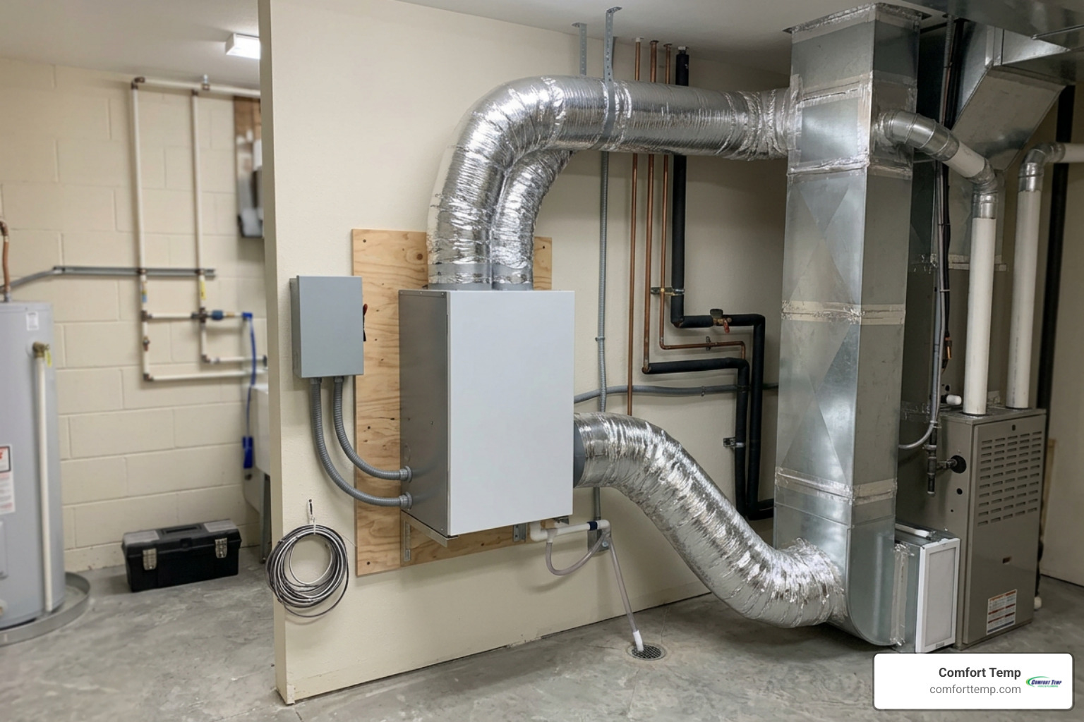 Whole house dehumidifier integrated into residential ductwork Whole house dehumidifier integrated into residential ductwork