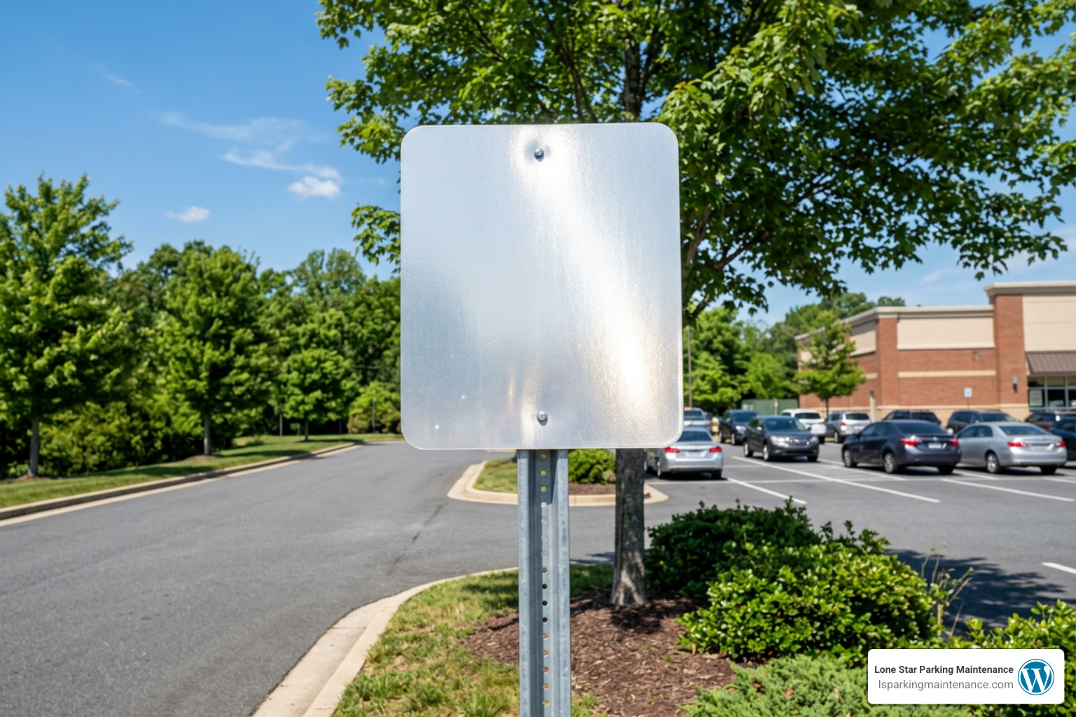 High-durability reflective aluminum parking area sign mounted outdoors High-durability reflective aluminum parking area sign mounted outdoors
