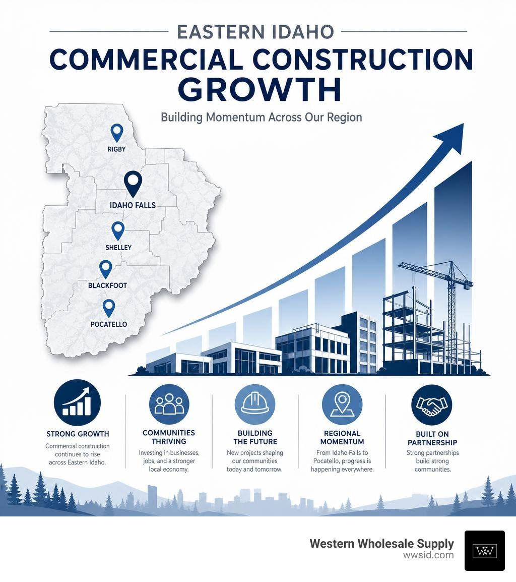 Infographic showcasing regional commercial construction growth across Eastern Idaho infographic Infographic showcasing regional commercial construction growth across Eastern Idaho infographic