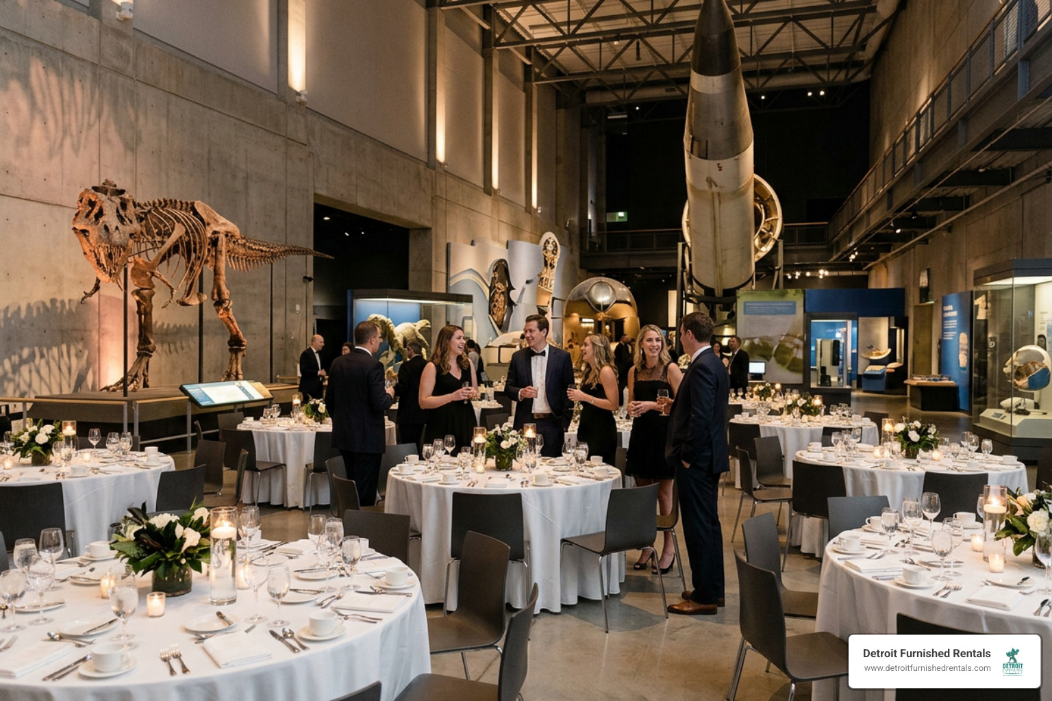 banquet setup in a science museum