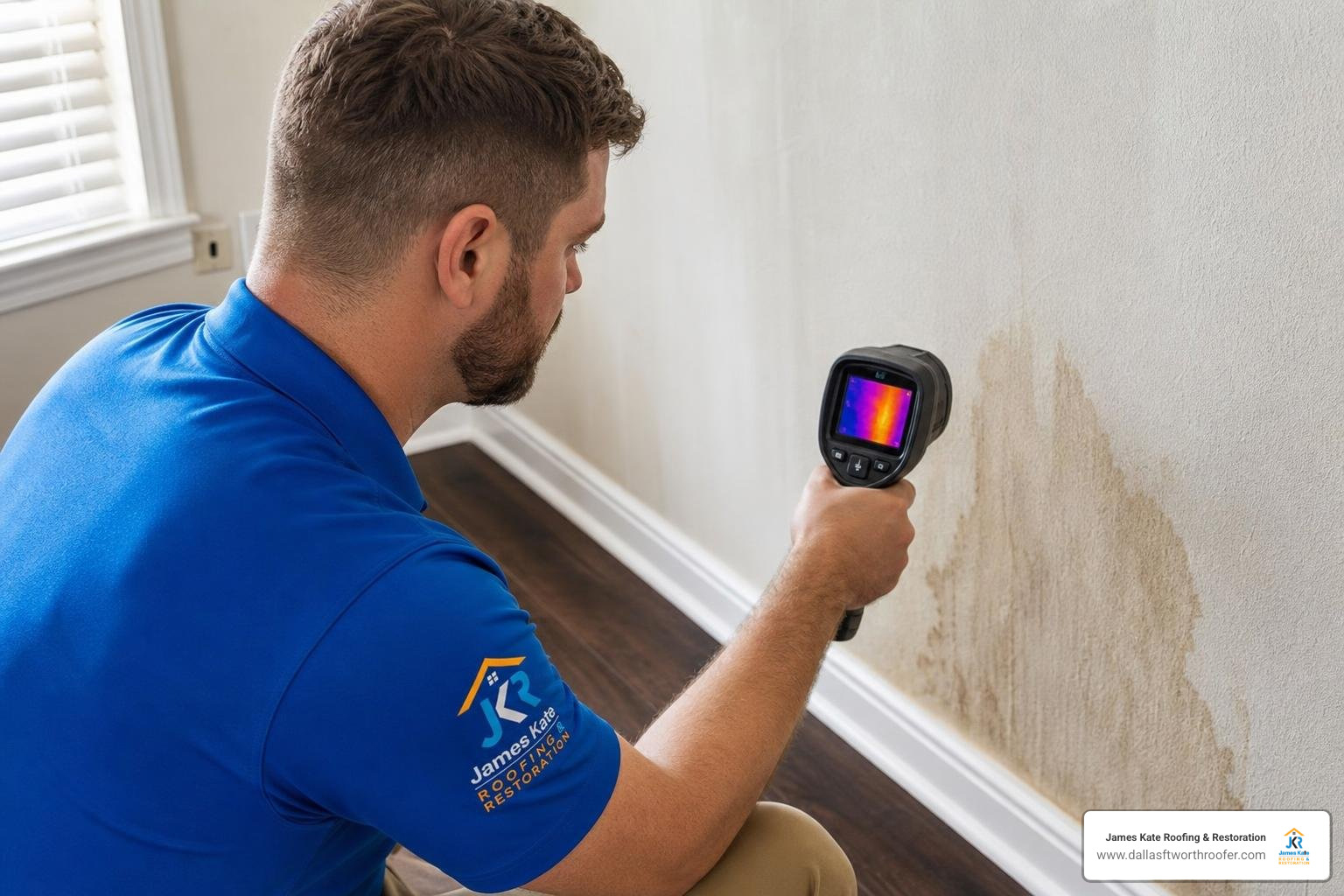 technician using thermal imaging moisture detection device technician using thermal imaging moisture detection device
