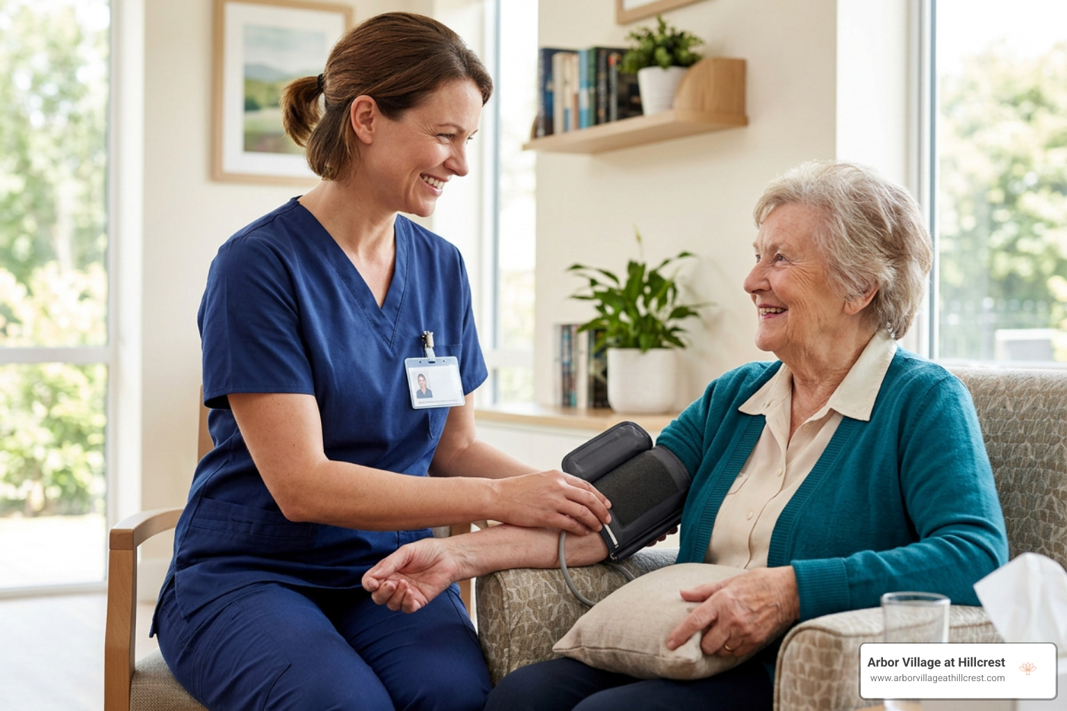 Wellness check and health monitoring in a senior care community