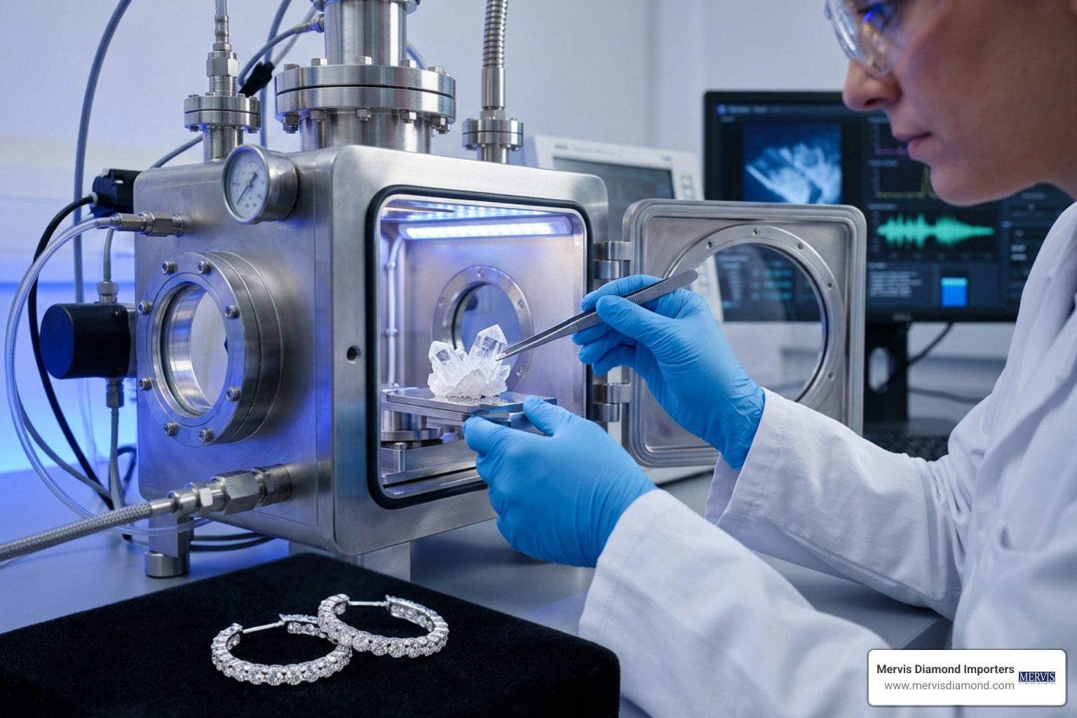 Lab created diamond crystal growth process and hoop construction