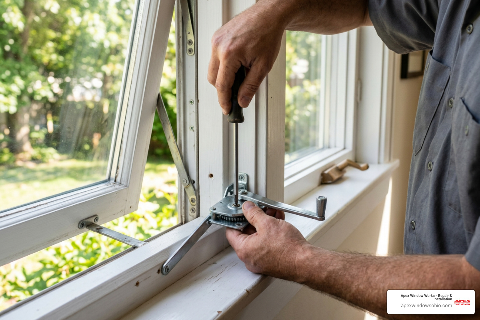 Installing a single arm casement window crank operator assembly