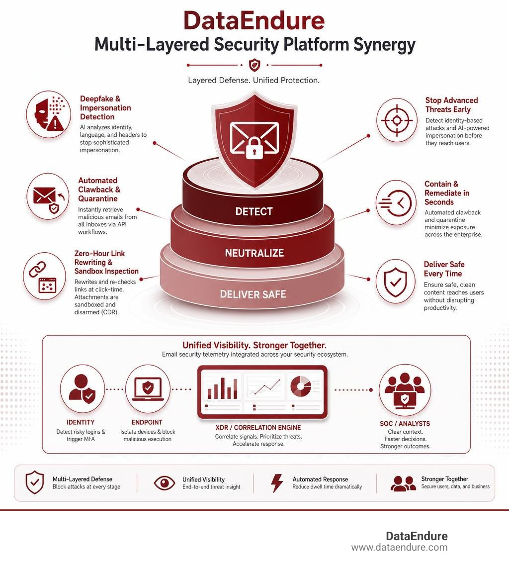 DataEndure Multi-Layered Security Platform Synergy infographic DataEndure Multi-Layered Security Platform Synergy infographic