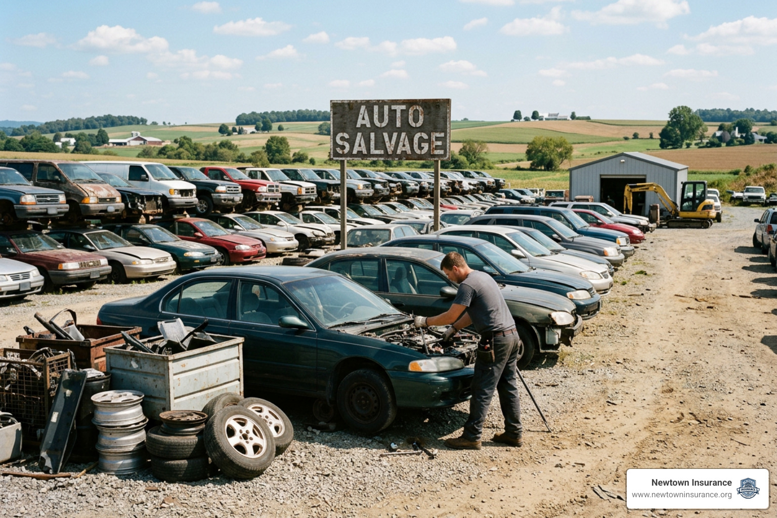 Local salvage yard vehicle recycling