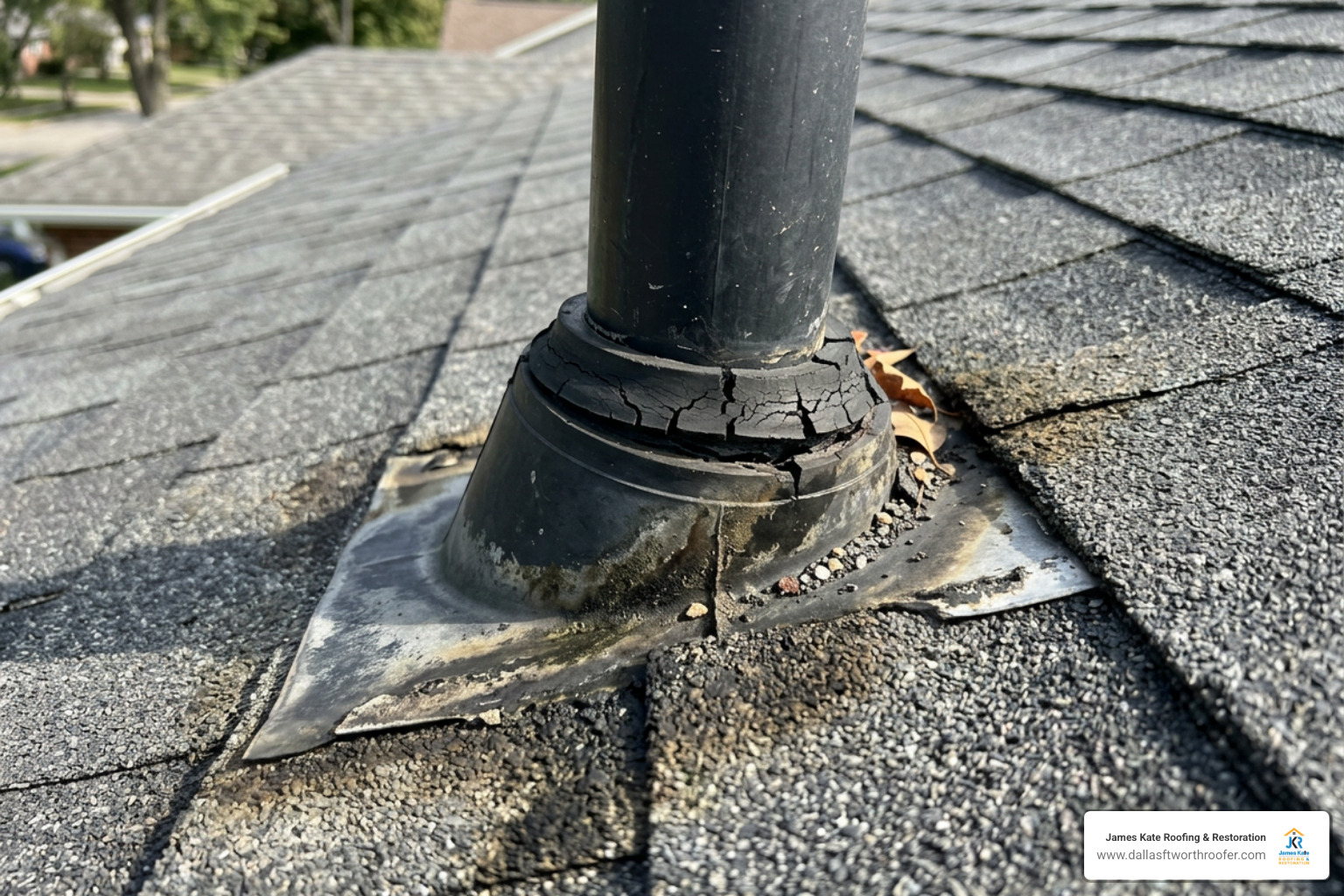 damaged pipe boot flashing on residential roof damaged pipe boot flashing on residential roof