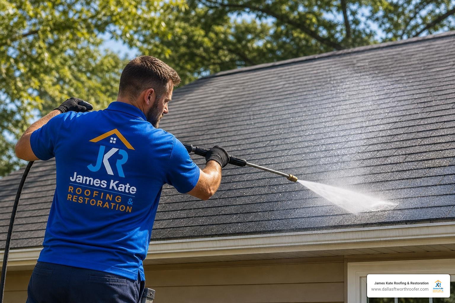 roofing technician power washing roof surface roofing technician power washing roof surface