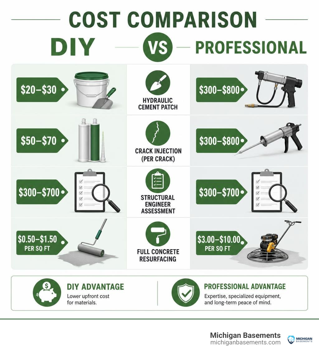 Cost comparison DIY vs Professional repair infographic