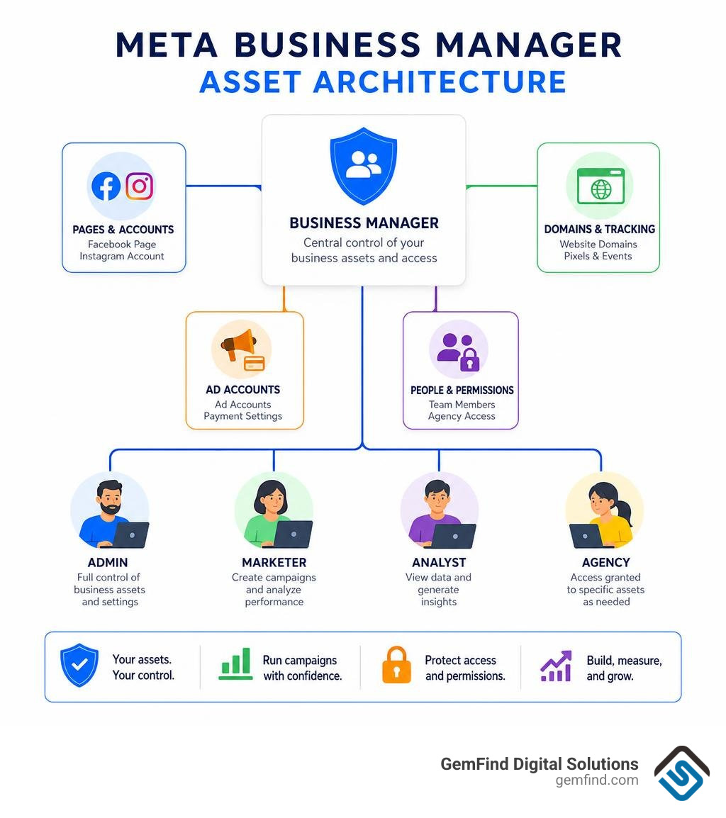 Meta Business Manager asset architecture infographic infographic