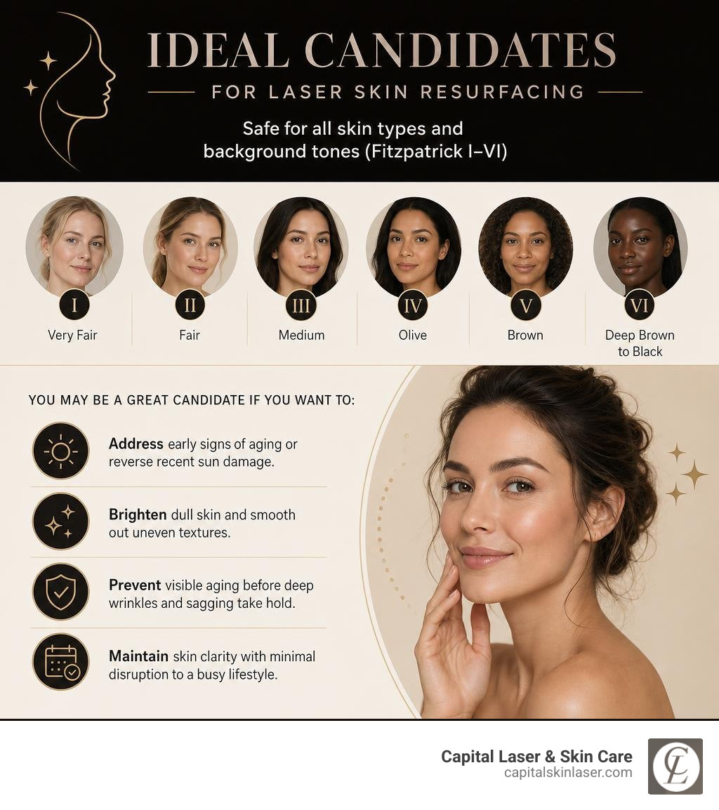Infographic detailing ideal candidate profiles for laser skin resurfacing infographic Infographic detailing ideal candidate profiles for laser skin resurfacing infographic