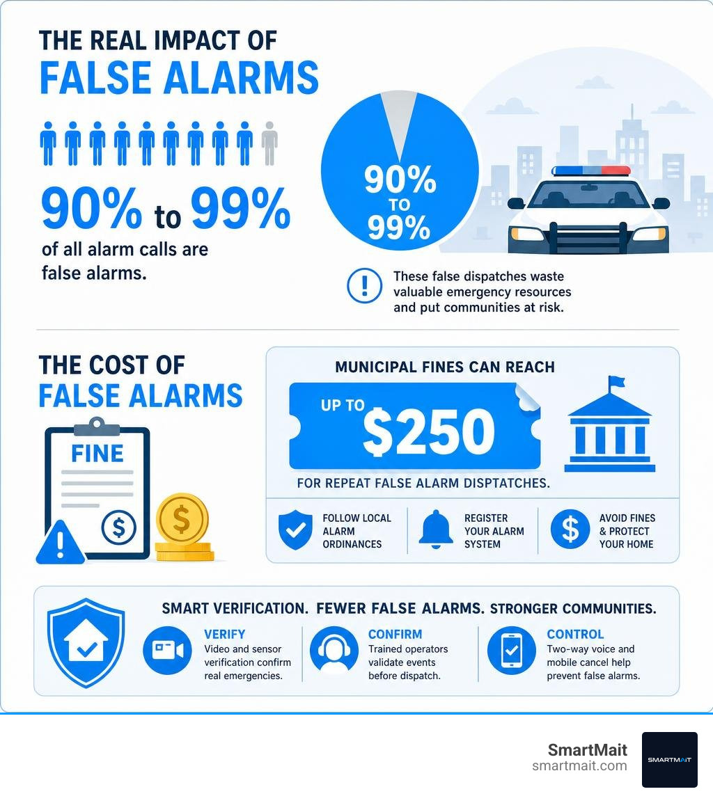 Statistic on false alarms and municipal fines infographic