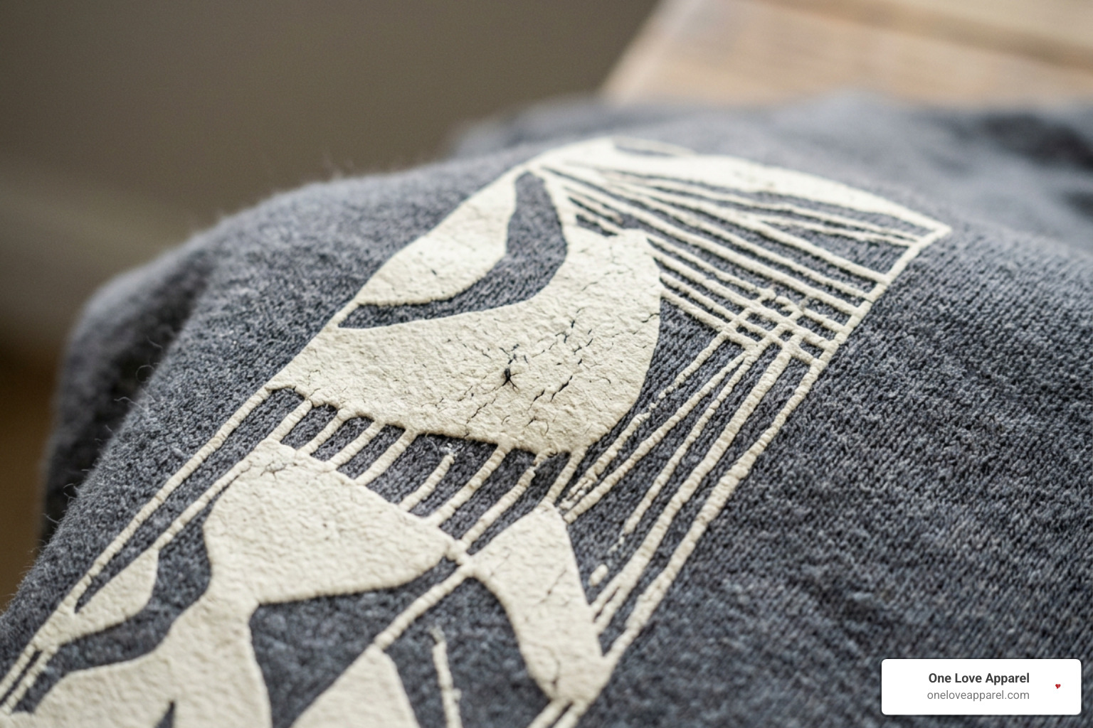 Close-up of high quality screen printed fabric texture