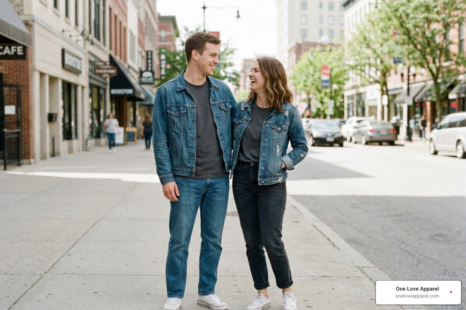 Styling a playful relationship slogan t-shirt with denim jacket and accessories
